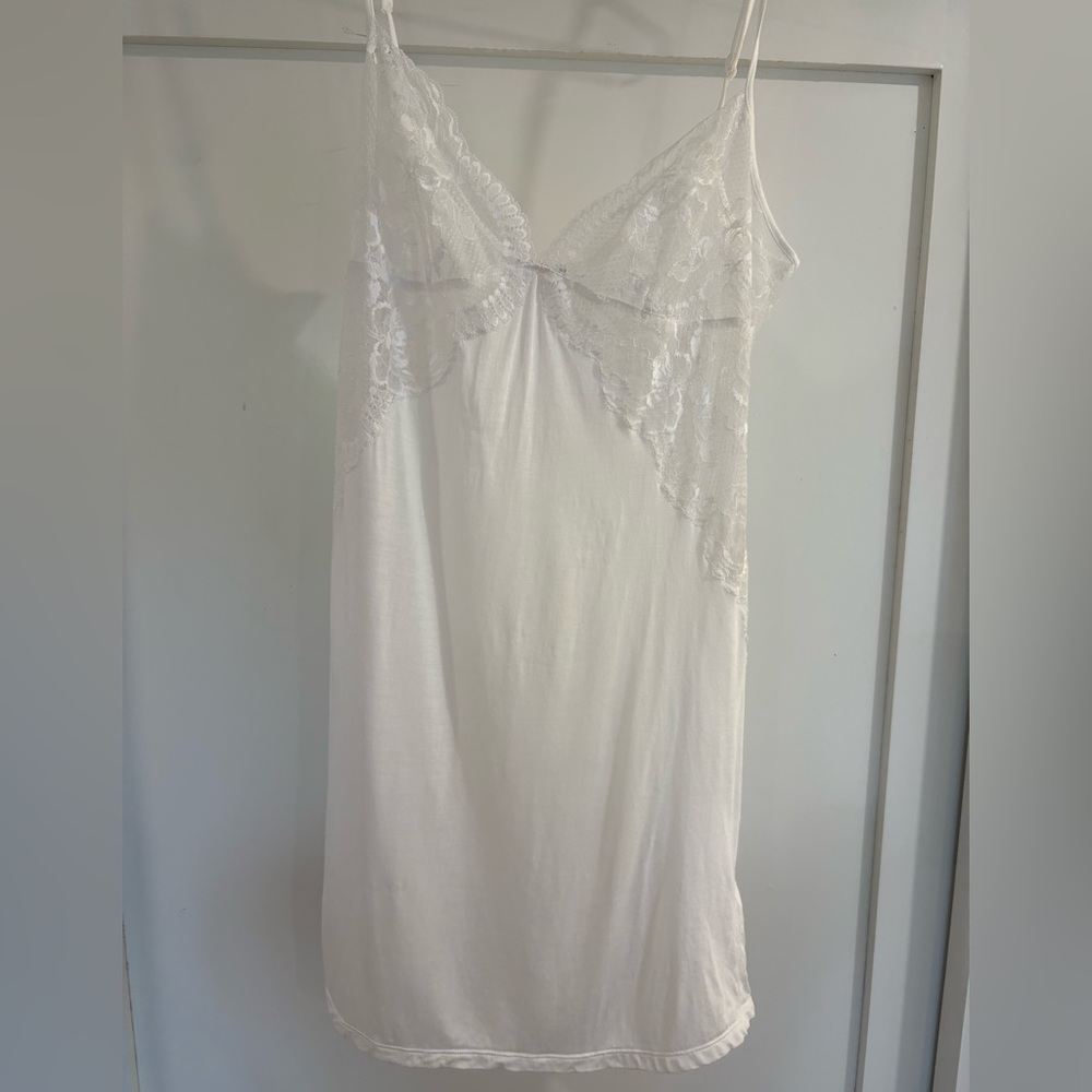 La Perla White Lace Modal Chemise Slip | Size M / EU 44 / UK 14